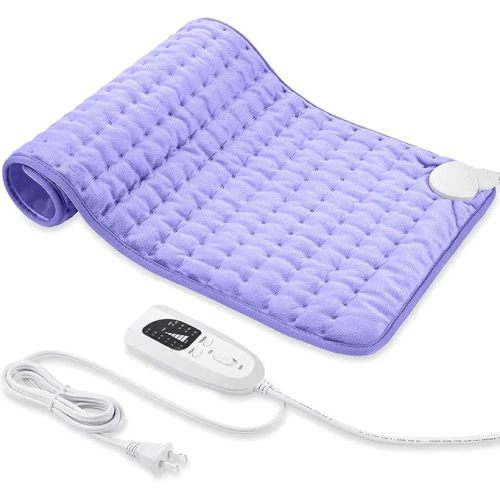 Electric Heating pad with 6 Heat Settings, Auto Shut Off, Dry Electric Heating for Back Neck Knee Arms Legs Shoulder Heat Pads for Christmas Birthday Father's Day Mother's Day (24"X12", Light Purple)