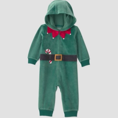 Carter's Just One You® Baby Christmas Elf Hooded Romper - Green Newborn