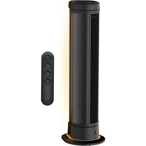 Vornado ARA® Oscillating Tower Fan with Ambient Light and Remote, 40 Inch, Quiet Powerful Standing Fan, 5 Speeds, Touch Control, Illuminated Air Circulator Fan for Bedroom and Home, Black