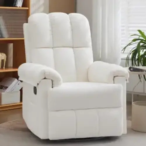 Korser Plush Padded 360° Swivel Glider Rocker Recliner - Soft Chenille Comfy Fabric Chair with Sturdy Frame, Storage Side Pockets, Soft Upholstered Seat, Adjustable Lounge Chair for Small Apartment Living Room Modern Furniture - TikTok Shop