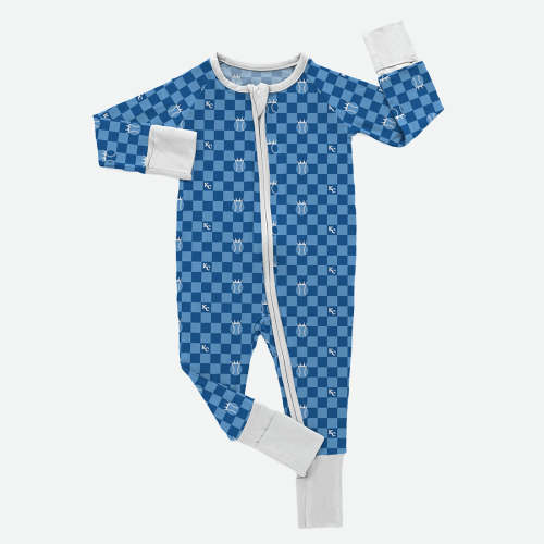 Checkered Royals - Bamboo Zippy Romper – Kansas City Keiki