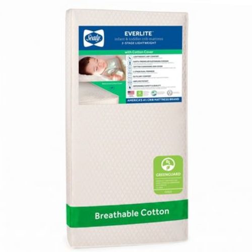 Sealy Everlite Airy Polyfiber 2-Stage Crib and Toddler Mattress: Firm, Hybrid Mattress, Waterproof Cover, Hypoallergenic