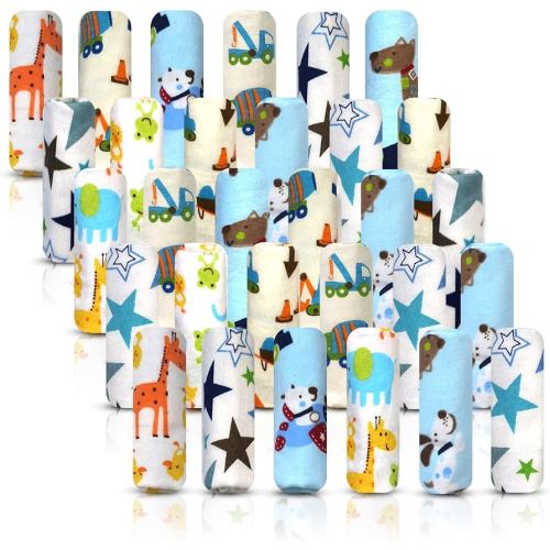 Omilion Baby Washcloth – 30 Pack of Flannel Newborn Washcloths – 100% Cotton - Fun, Colorful Designs – Reusable – Washable – 7x10 Inch Infant Washcloth Set