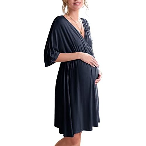 Ekouaer 3 in 1 Labor/Delivery/Hospital Gown Maternity Dress Nursing Nightgown Sleepwear for Breastfeeding