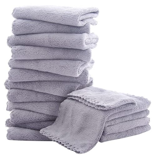 Ultra Soft 16 Pack Baby Washcloths - 10"x10" - Grey