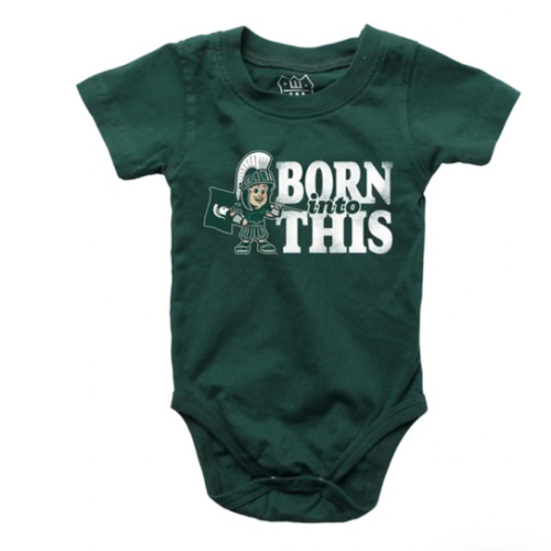 Wes and Willy Michigan State Spartans Baby GREEN Born Into This One Piece - 430030824