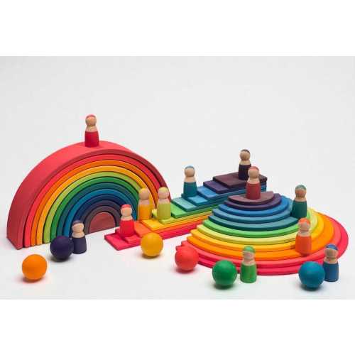 Wooden Rainbow Stacker Bundle| Montessori Waldorf Open-Ended Play Gift| Birthday Gift