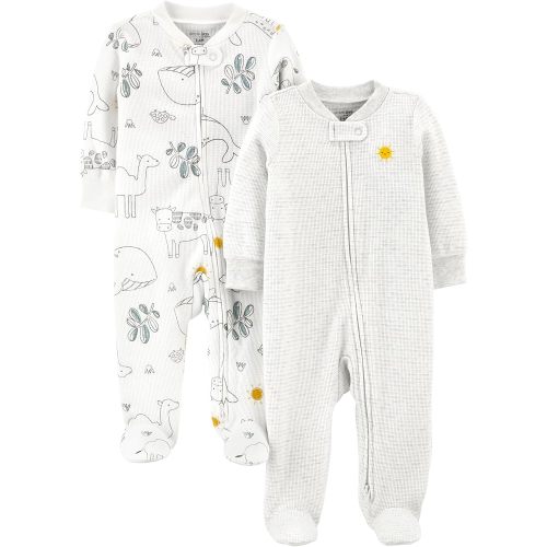 Simple Joys by Carter's Baby Boys' 2-way Zip Thermal Footed Sleep and Play, Pack of 2