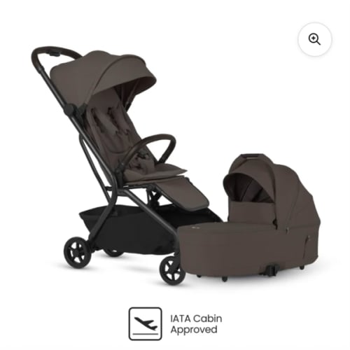 Silver Cross Nia Compact Stroller + Folding Bassinet Bundle  - Chocolate
