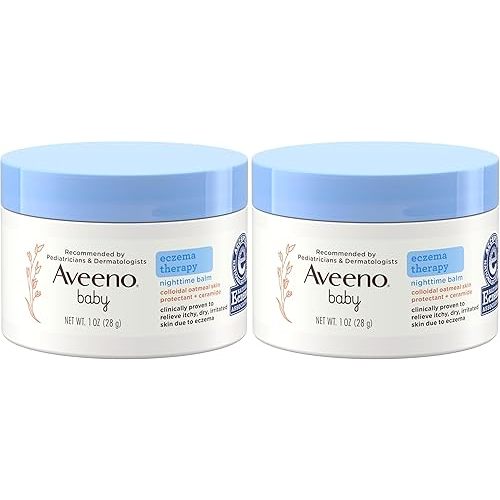 Aveeno Baby Eczema Therapy Nighttime Balm with Colloidal Oatmeal, Travel Size, 1 oz (Pack of 2)