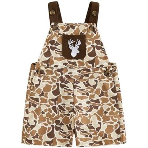 Rtnnsbbfcm Toddler Baby Boy Hunting Outfit Camo Sleeveless Overalls Shorts