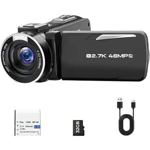 Camcorder Video Camera 2.7K 48MP, Vlogging Camera for YouTube Beginners