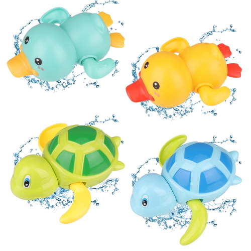 Bocaoying 4 Pack Bath Toy, Cute Baby Pool Toy, Animal Clockwork Bathtub Swimming Pool Toy, Floating Wind Up Baby Bath Toys for Toddlers 1-3, Boys and Girls(Turtle)