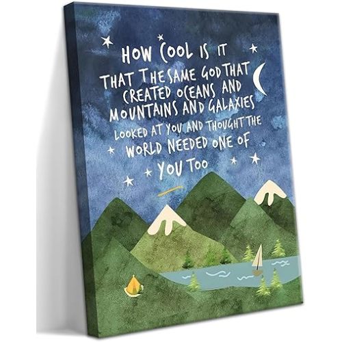 Same God Creation Canvas Wall Art – Framed Nursery Mountain Wall Decor, Inspirational Canvas Prints, Baptism, Adoption, First Communion Gifts for Boys and Girls – 12x16in