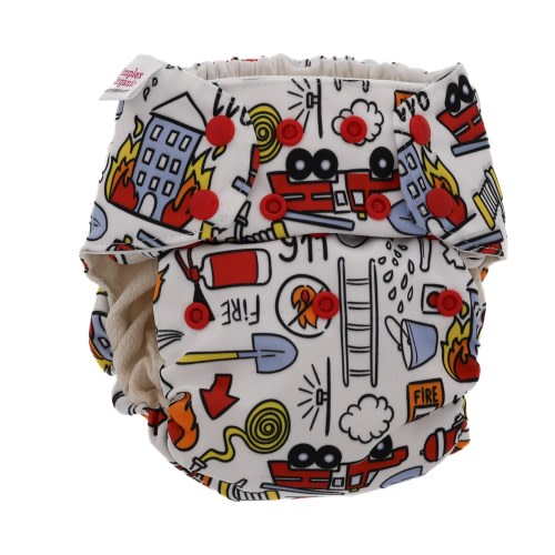 Organic One Size AIO Diaper-Firetrucks