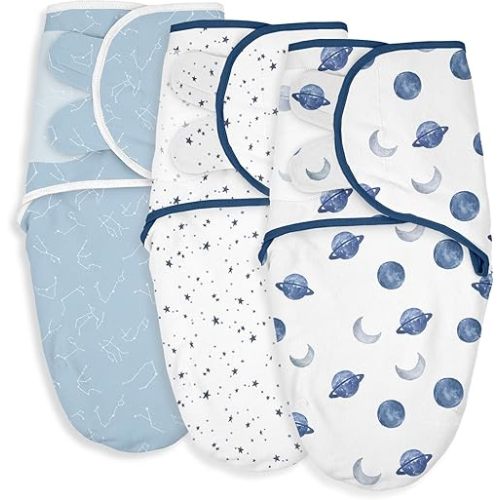 Soarwg Kids Baby Swaddle, 100% Cotton, 0-3 Months, 3-Pack, Starry Skies