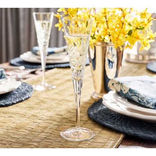 Antique Cut Glass Champagne Flutes - Set of 4