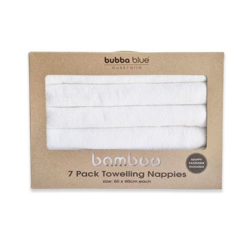 Bubba Blue Nappy Bamboo Squares 7 Pack White