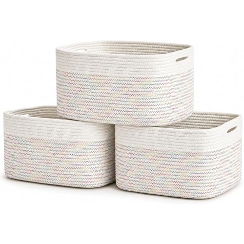 OrganiHaus Rainbow Baskets for Shelves, Set of 3, 15x9x10