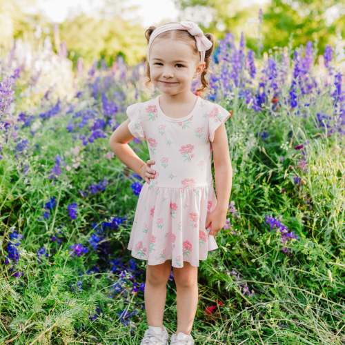 Twirl Bodysuit Dress in Sakura Peony