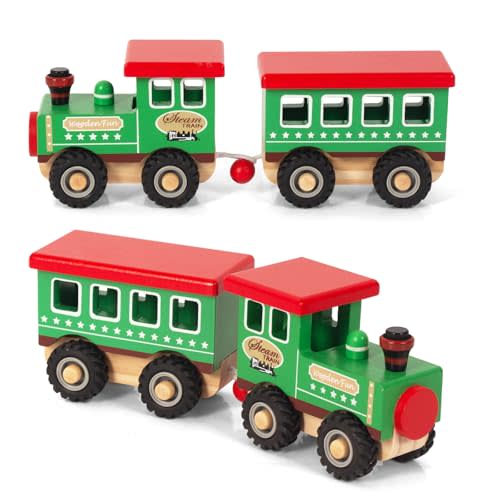WOODENFUN Toddler Toys Car, Wooden Pull Along Baby Sightseeing Vehicle Toy Hand Push Cars Developmental Toy for 1 Year Old Girl Boy Birthday Gift
