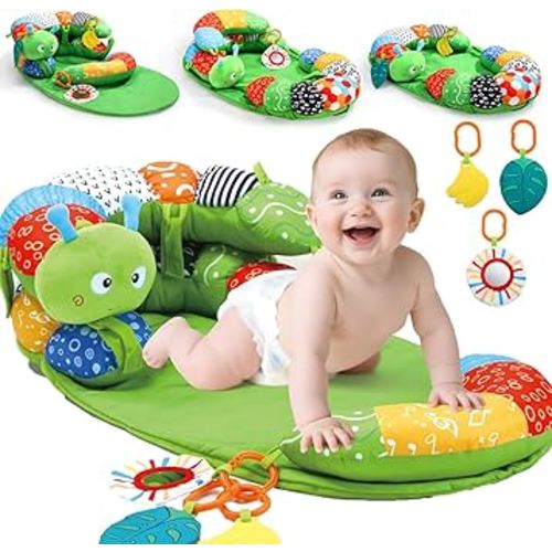 Tummy Time Pillow Mat for Baby, Detachable Caterpillar Play Mat for Newborns,Play Mat with Soft Baby Toys for Babies Boy Girl