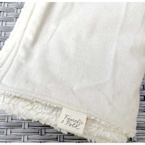 READY MADE - GOTS  Organic Cotton Flannel Sherpa Blanket - Baby Gift - Neutral - Baby Shower - Nursery - Crib Stroller Blanket - Handmade