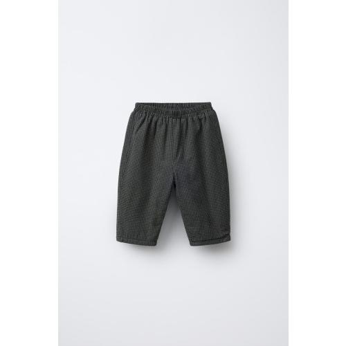 GINGHAM QUILTED PANTS - Black / Green | ZARA United States
