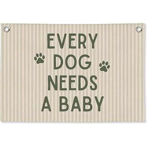 Baby Shower Decor, Pregnancy Announcement Babe Gender Reveal Shower Wall Hanging Canvas Banner Prints, Every Dog Needs a Baby Wall Art Decor for Newborn Babe Room Bedroom, 30x20 Inch