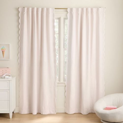 Sweet Scallop Velvet Blackout Curtain, 52"x84", Blush