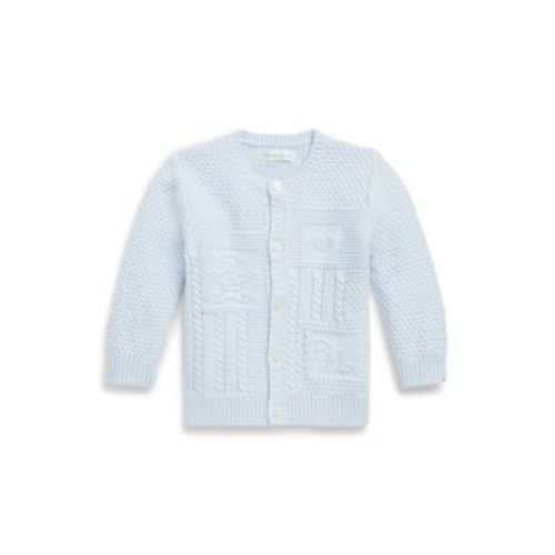 Baby Boys or Girls Contrast-Knit Cotton Long Sleeves Cardigan