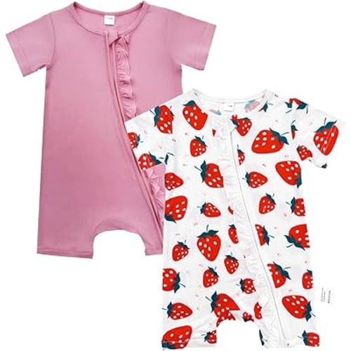 Bow Dream Baby Girl Romper 2 pack Bamboo Rayon Baby Clothes Baby Boy Short Sleeve Jumper One-Piece Rompers Summer