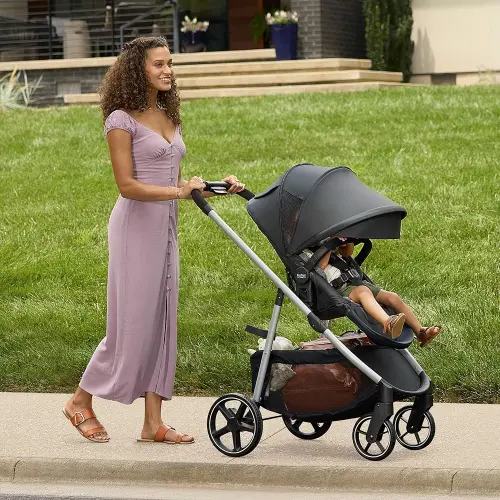 Britax Grove™ Modular Stroller, Lightweight Stroller with CozyFit™ Insert and Bumper Bar, 6 Ways to Ride, SafeWash, Pindot Stone