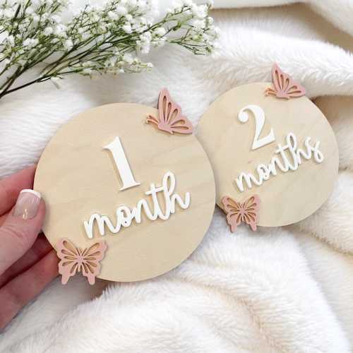 Butterfly Baby Monthly Milestone Plaques: Newborn Photo Prop