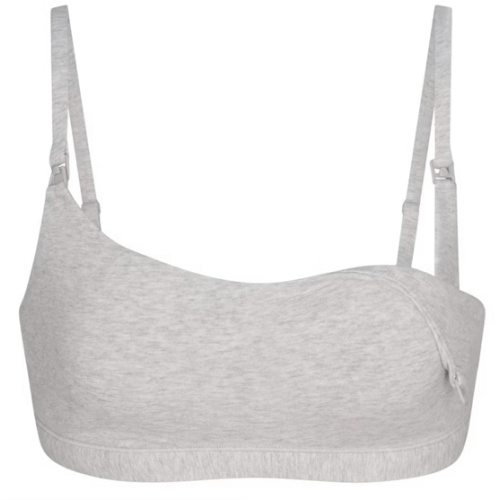 COTTON JERSEY MATERNITY NURSING SCOOP BRALETTE 2-PACK | LIGHT HEATHER GREY | SKIMS