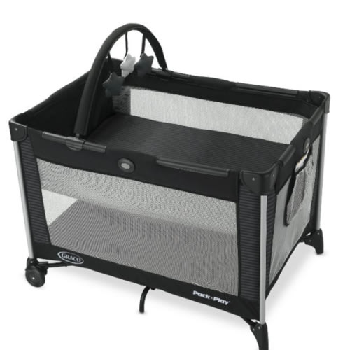 Graco On The Go Zip DLX Pack ‘n Play Playard, Folding Playpen with Bassinet, Portable Crib, Parker