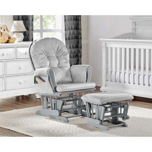 Suite Bebe Mason Glider & Ottoman, Grey Finish and Light Grey Cushions