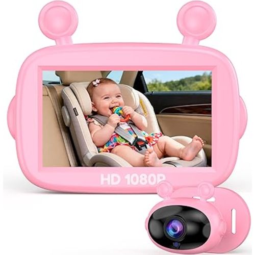 Yakry HD 1080P Baby Car Camera: 3-Min Easy Install Auto IR Night Vision Real-Time View for Clear Baby Checks - Backseat Camera with Cute Pink Design for Infant