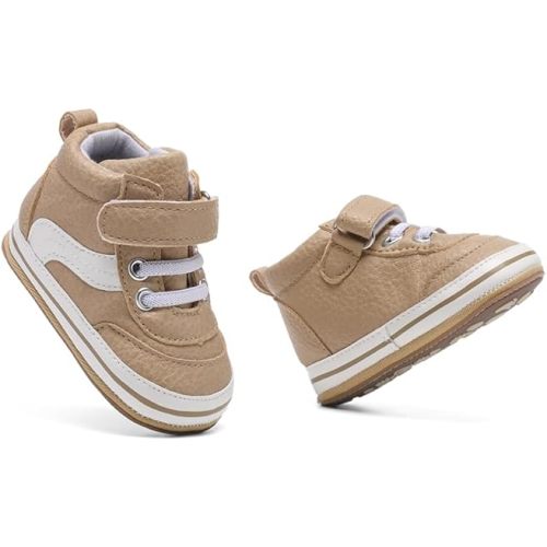 Clowora Baby Boys Girls Shoes Non-Slip Rubber Sole Sneakers Infant First Walking Toddler Crib Shoes Newborn Loafers Flats.