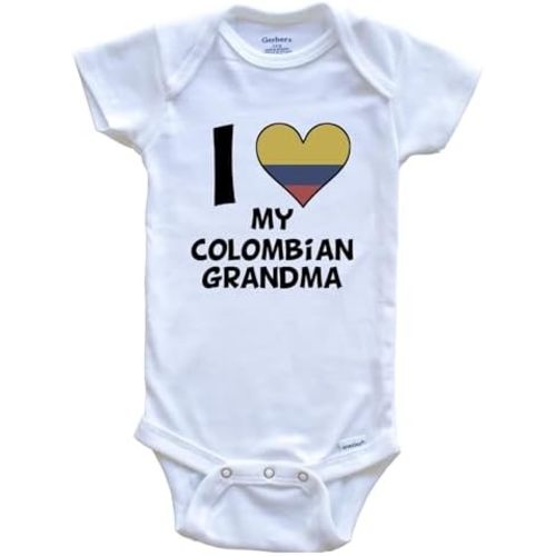 Really Awesome Shirts I Heart My Colombian Grandma Colombia Flag One Piece Baby Bodysuit