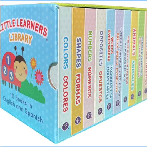 Bilingual 10 Board Books in Spanish and English: Little Library set includes Counting, Colors, Feelings, Animals, The Wheels on the Bus, ABCs, and More (English and Spanish Edition)