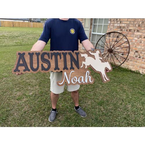 Custom Cowboy Nursery Name Sign, Western Rodeo Baby Name Wall Art, Personalized Kids Room Decor, Cowboy Name Sign, Western Name, Boy Name