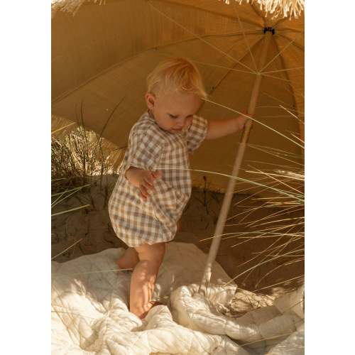 Summer Nostalgia Gingham Embroidered Romper – Oat & Marl