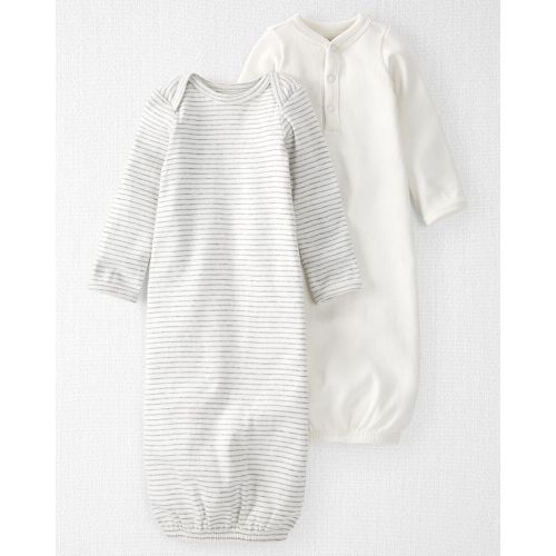 2-Pack Organic Cotton Nightgowns - Cream, Gray