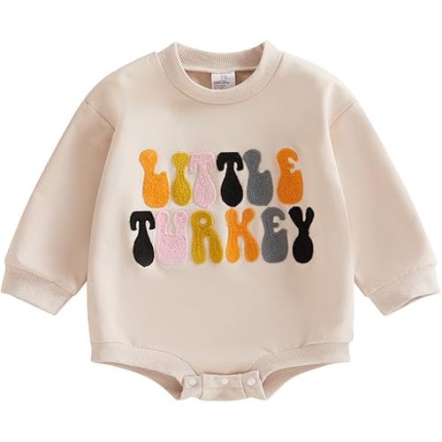 VISGOGO Newborn Baby Girl Boy Bubble Romper 3 6 9 12 18M Onesie Sweatshirt Long Sleeve Oversized Fall One-Piece Bodysuit