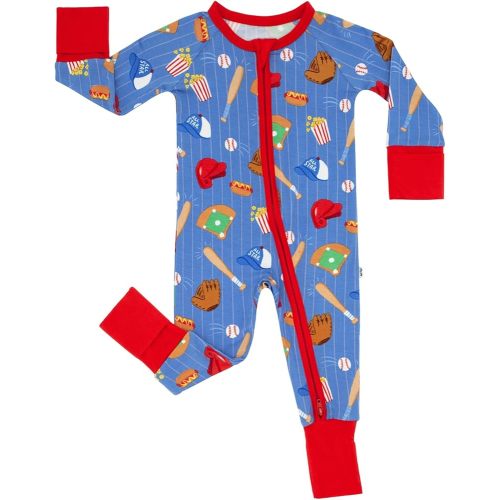 Little Sleepies Pajamas for Baby Boys & Girls, Viscose from Bamboo Baby Pajamas, Snug Sleeper, Toddler PJs, 2-Way Zipper, Blue All Stars, 6-12M