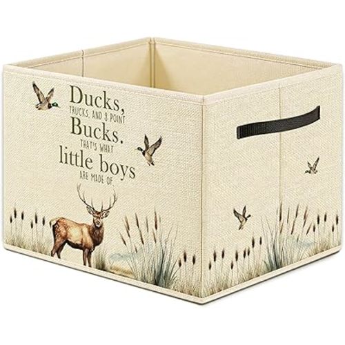 Duck Deer Boy Storage Bin Box, Mallard Duck Nursery Decor, Rustic Wildlife Animal Hunting Foldable Laundry Basket Toys Books Clothes Organizer for Boys Room Playroom Decor