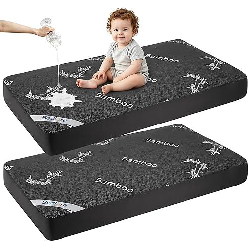 Waterproof Crib Mattress Protector 2 Pack Soft for Standard Toddler Bed