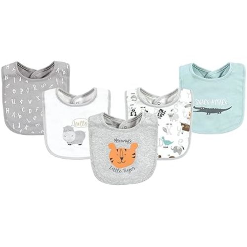 Hudson Baby Unisex Baby Cotton Bibs, Alphabet Animals, One Size