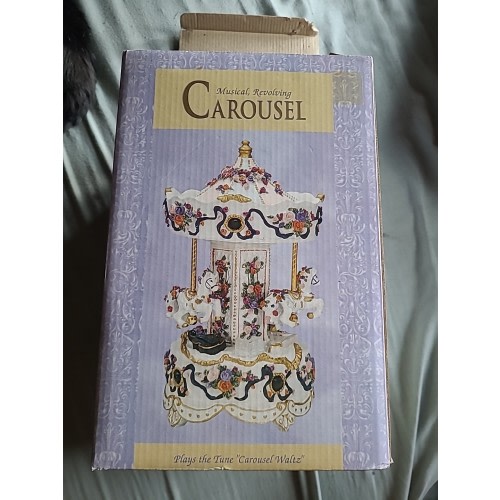 Vintage Musical Revolving Carousel Plays The Tune "Carousel Waltz"